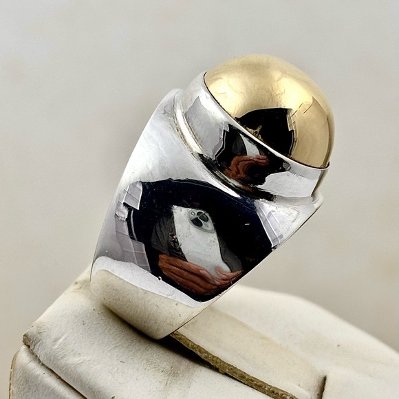 DOMINIQUE DINOUART Sterling And 14K Domed Ring - Size 7.25 - Picture 2 of 4